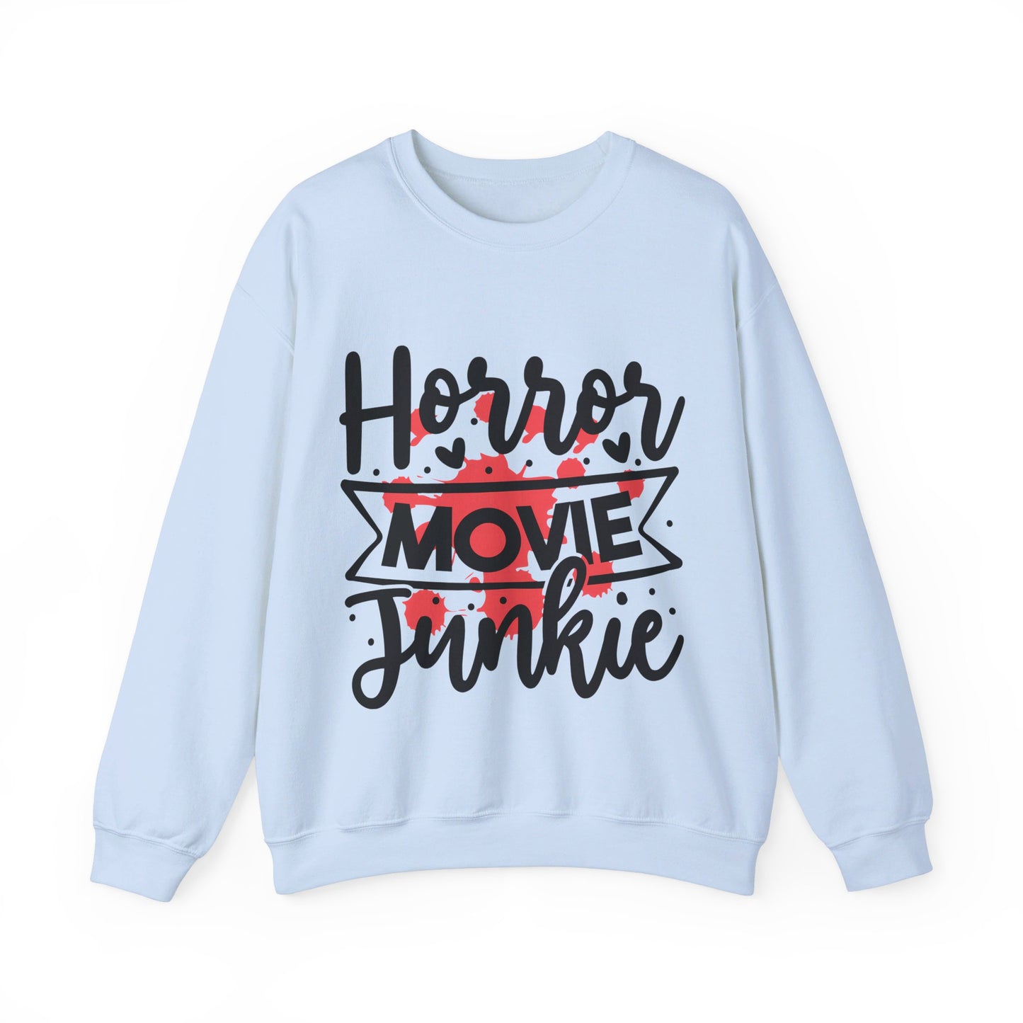 Horror Movie Junkie Sweatshirt Blood Stain Sweater Horror Movie Addict Sweatshirt Halloween Sweater Horror Movie Fan Club Gift Scary Movie