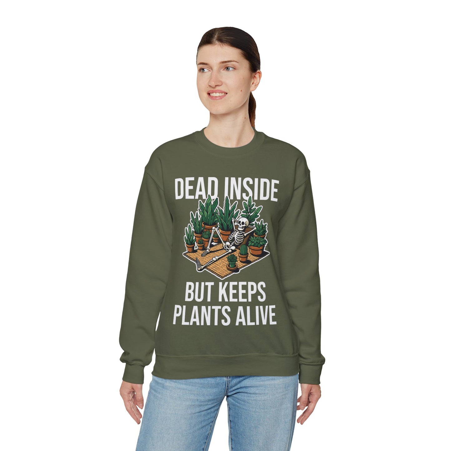 Dead Inside But Keeps Plants Alive Sweatshirt Garden Skeleton Halloween Pullover Sweater Funny Plant Lover Halloween Sweatshirt Plant Lover