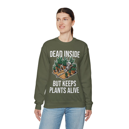 Dead Inside But Keeps Plants Alive Sweatshirt Garden Skeleton Halloween Pullover Sweater Funny Plant Lover Halloween Sweatshirt Plant Lover