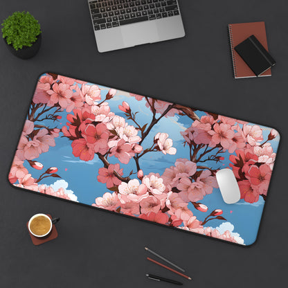 Anime Spring Flowers Desk Mat Lofi Office Desk Accessory Manga Floral Mouse Pad Japanese XL Desk Pad Large Gaming Mousepad Unique Gift Idea