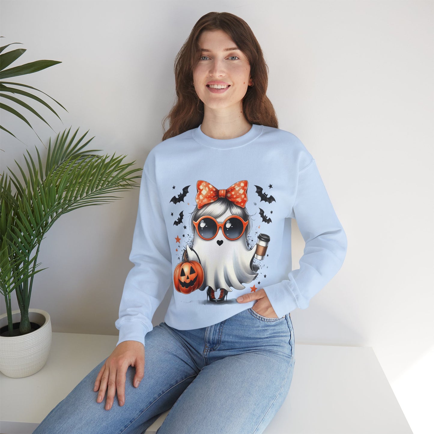 Boo-Jee Ghost Halloween Sweatshirt Cute Ghost Sweatshirt Fall Sweater Bougie Ghost Coffee Lover Pullover Sweater Autumn Boojee Spooky Season