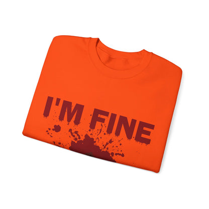 I'm Fine Sweatshirt Bloody Bullet Hole Sweater Funny Halloween Sweatshirt Funny Horror Fan Club Sweater Horror Movie Addict Gift Bloody Tee