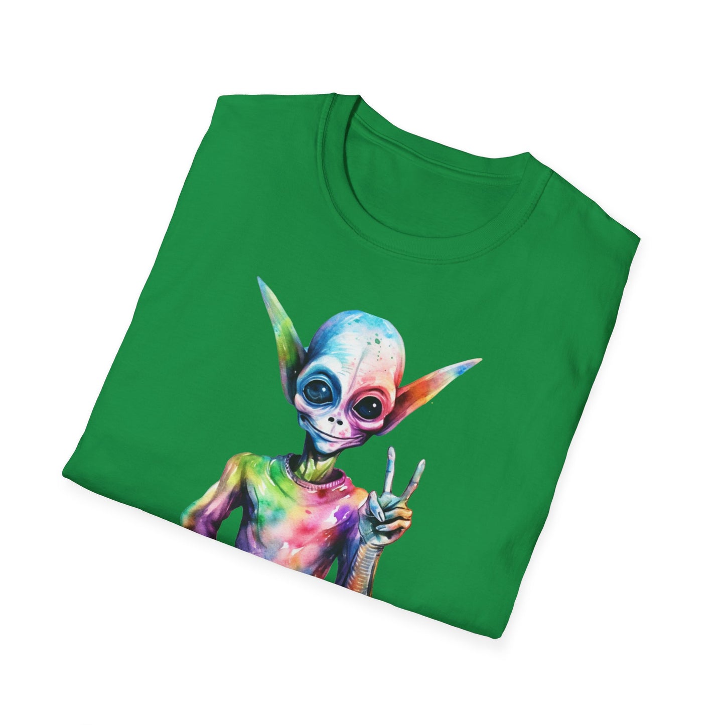 Psychedelic Retro Alien T-Shirt Graphic Art Unisex tshirt Funny UFO Lover Tee UAP Shirts Weird Cool Gift Funky Outer Space Tee Groovy Galaxy