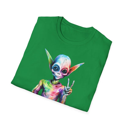 Psychedelic Retro Alien T-Shirt Graphic Art Unisex tshirt Funny UFO Lover Tee UAP Shirts Weird Cool Gift Funky Outer Space Tee Groovy Galaxy