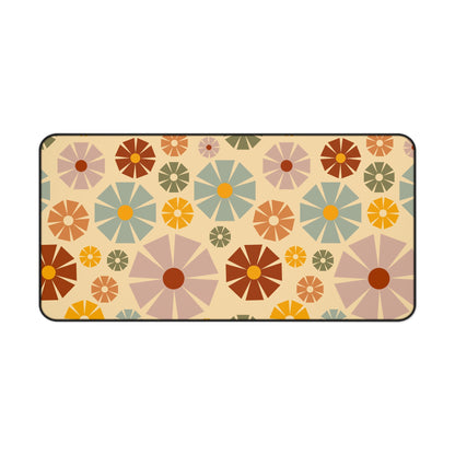 Retro Floral Desk Mat Groovy Hippie Flower Power Office Desk Accessories 60s 70s Vintage Mouse Pad Funky Boho Chic Desk Pad Gift Idea Ladies