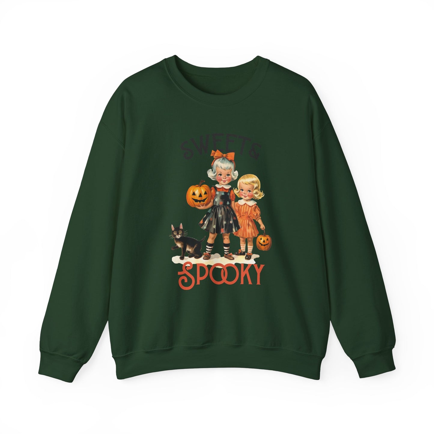 Sweet and Spooky Halloween Sweatshirt Cute Vintage 1950s Halloween Sweater Retro Halloween Apparel Unique Black Cat Sweatshirt Fall Season