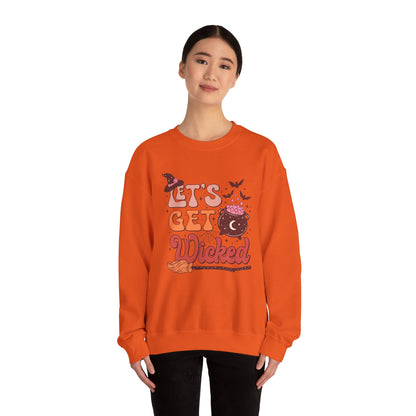 Let's Get Wicked Sweatshirt Funny Halloween Sweater Wicked Sweat Magical Spooky Season Crewneck Retro Halloween Witch Sweatshirt Women Gift