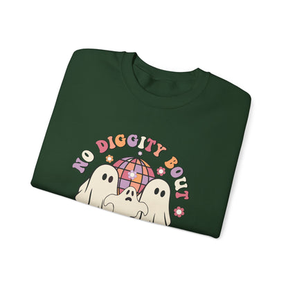 No Diggity Bout To Bag It Up Halloween Sweatshirt Retro Halloween Sweater Retro Halloween Apparel Groovy Spooky Season Crewneck Cute Ghosts