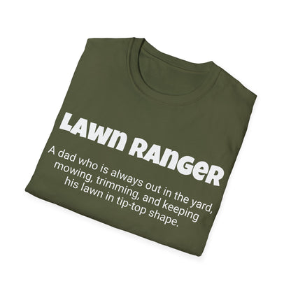 Funny Dad's Mens Softstyle T-shirt, "Lawn Ranger", Father's Day Gift, His Tee, Adult Humorous Unique Novelty Apparel Present