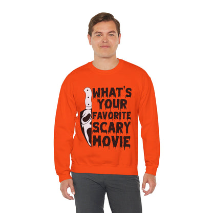 What's Your Favorite Scary Movie Sweatshirt Horror Movie Addict Sweater Ghostface Halloween Sweatshirt Scream Sweater Gift Horror Movie Club