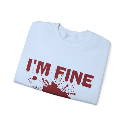 I'm Fine Sweatshirt Bloody Bullet Hole Sweater Funny Halloween Sweatshirt Funny Horror Fan Club Sweater Horror Movie Addict Gift Bloody Tee