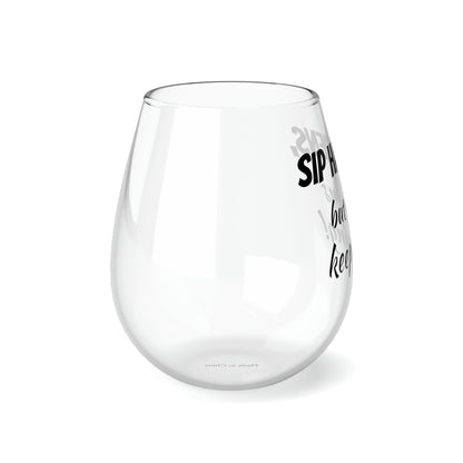 Funny Mother's Stemless Wine Glass,"Sip happens, but moms...", Mother's Day Gift,Best Present for Mom,Christmas,Birthday, Unique Novelty Bar