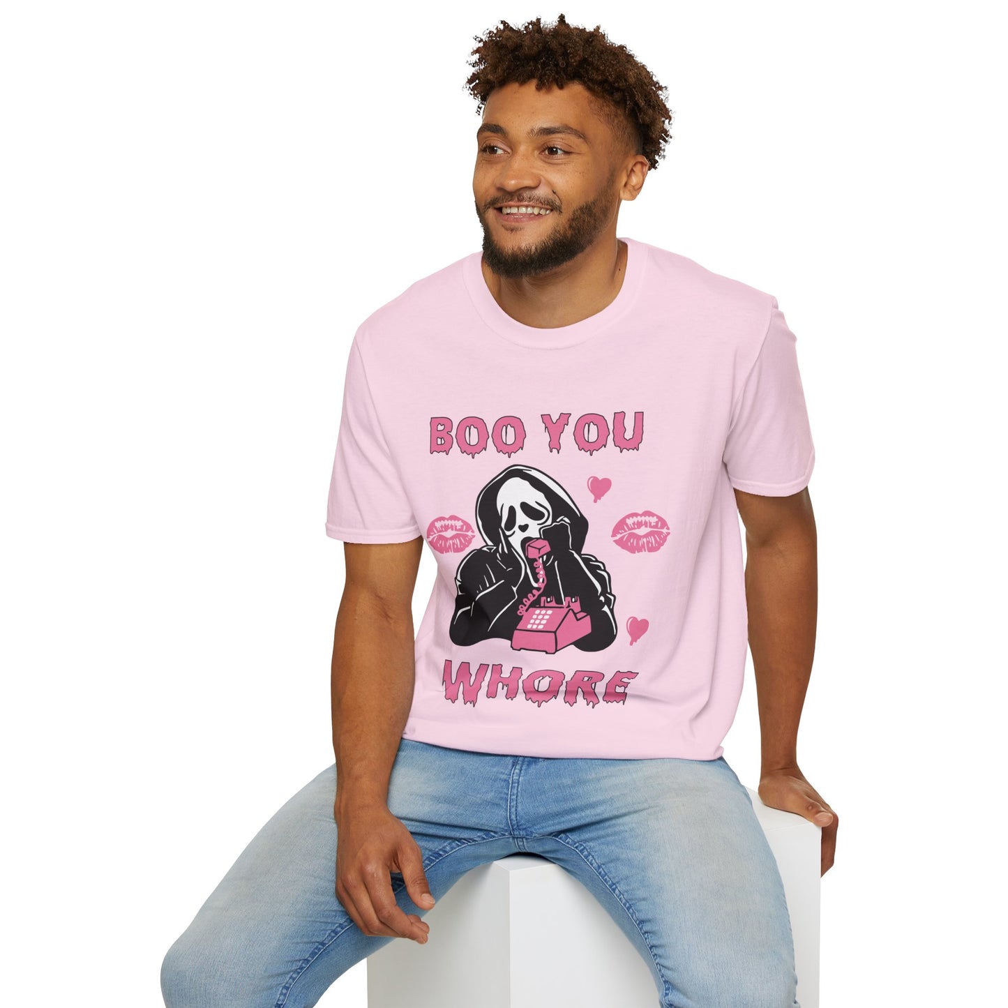 Boo You Whore Unisex T-shirt Funny Halloween T-shirt Spooky Season Tee Shirt Horror Movie Halloween Outfit Ghostface Valentine T-Shirt Gift