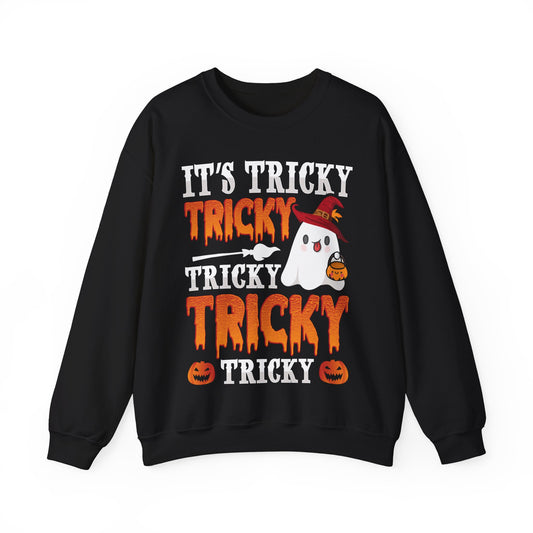 It's Tricky Sweatshirt Trick or Treat Sweater Funny Halloween Sweat Cute Halloween Ghost Crewneck Spooky Season Outfit Tricky Funny Ghost