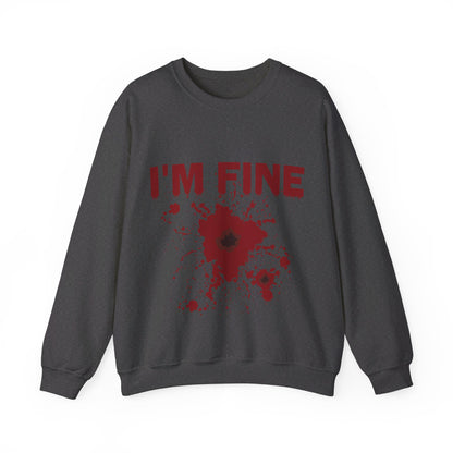 I'm Fine Sweatshirt Bloody Bullet Hole Sweater Funny Halloween Sweatshirt Funny Horror Fan Club Sweater Horror Movie Addict Gift Bloody Tee