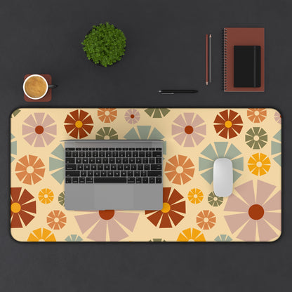 Retro Floral Desk Mat Groovy Hippie Flower Power Office Desk Accessories 60s 70s Vintage Mouse Pad Funky Boho Chic Desk Pad Gift Idea Ladies