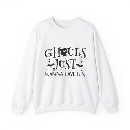 Ghouls Just Wanna Have Fun Halloween Sweatshirt Retro Fall Sweater Spooky Ghost Halloween Apparel Cute Unique Novelty Women Bridemaids Gift