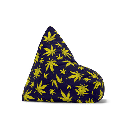 Weed Cannabis Gaming Bean Bag Chair Cover Yellow Navy Home Decor Marijuana Pot Leaves Games Beanbag Living Room Gift Adults Bedroom Man Cave