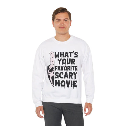 What's Your Favorite Scary Movie Sweatshirt Horror Movie Addict Sweater Ghostface Halloween Sweatshirt Scream Sweater Gift Horror Movie Club