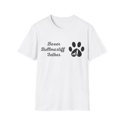 Doggy Dad's T-shirt, "Boxer Bullmastiff Father", Dog Father's Day Gift, Fur Papa, Unique Men's Apparel Novelty Pet Lover Tee