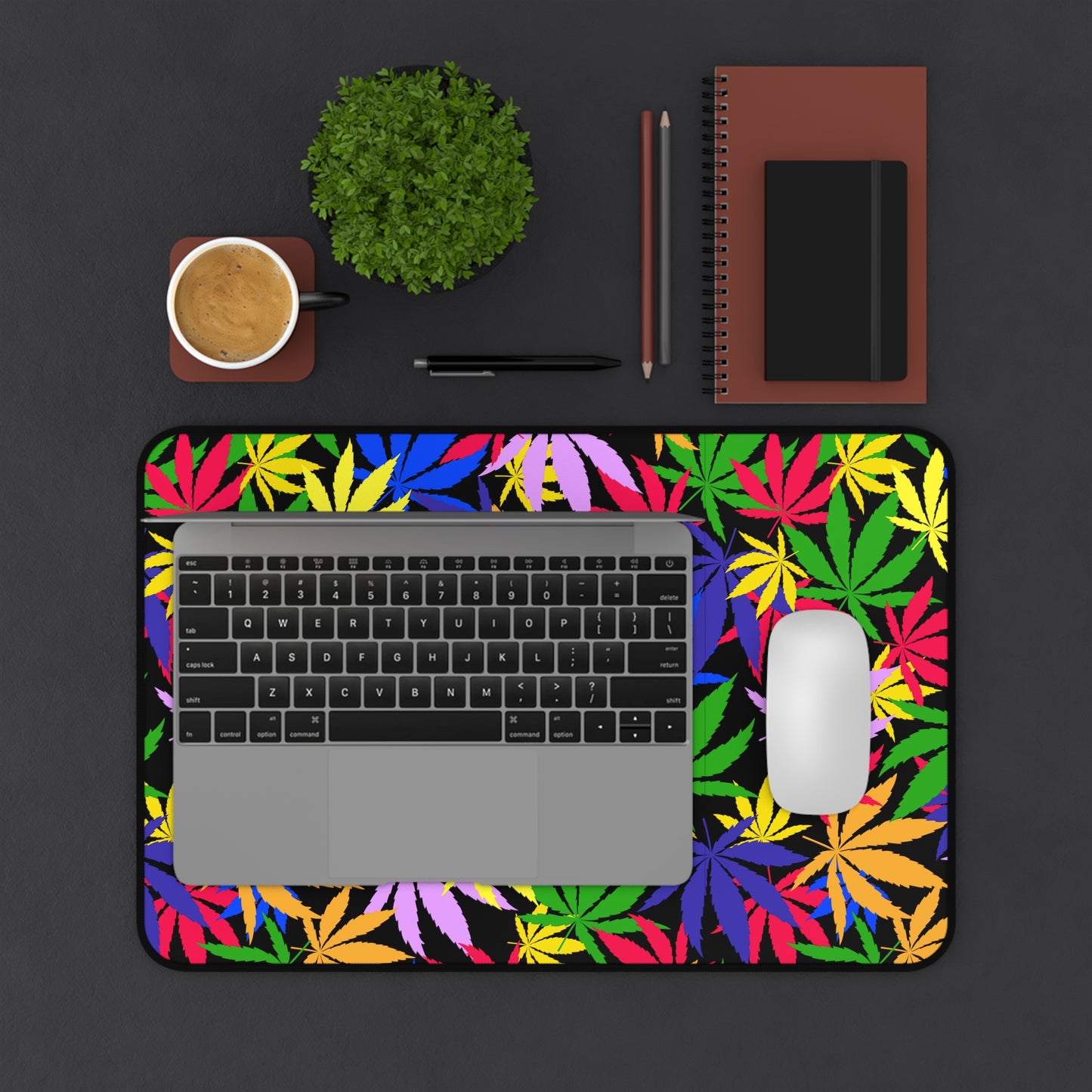 Cannabis Gaming Desk Mat Colorful Office Desk Accessory Marijuana Mouse Pad Pot Leaves Desk Pad Weed Large Mousepad XL Unique Gift Men