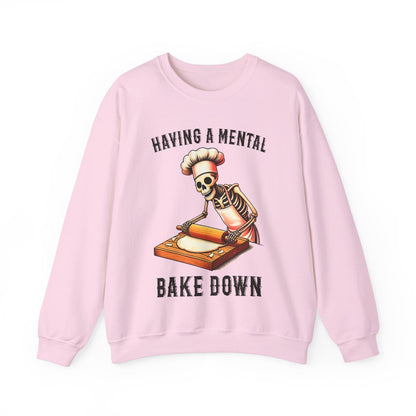 Funny Skeleton Baker Sweatshirt Having A Mental Bake Down Pullover Sweater Funny Halloween Baker Sweatshirt Baking Lover Expert Baker Gift