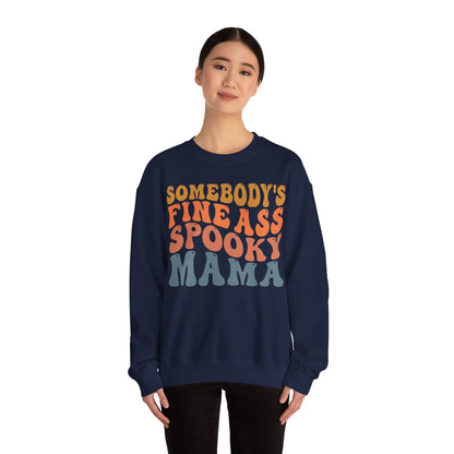 Somebody's Fine Ass Spooky Mama Sweatshirt Funny Halloween Sweater Retro Boho Halloween Mama Sweat Mom Life Apparel Halloween Ghost Mom Gift