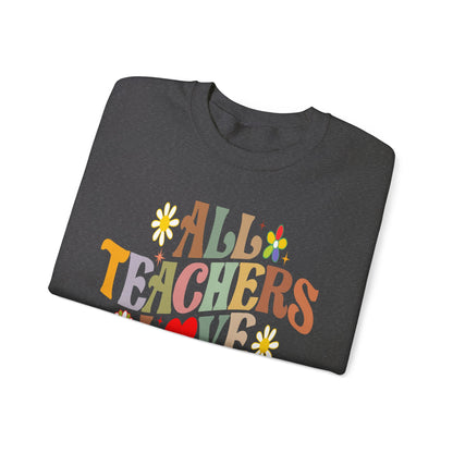 All Teachers Love Brains Halloween Sweatshirt Teacher Halloween Sweater Retro Halloween Sweatshirt Groovy Teacher Fall Season Apparel