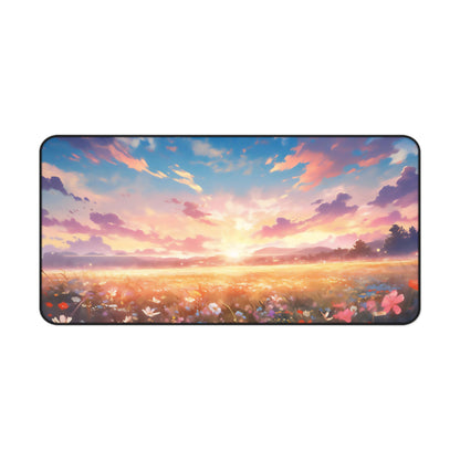 Anime Spring Flowers Desk Mat Manga Sunset Office Desk Accessory Lofi Mouse Pad Japanese XL Desk Pad Large Gaming Mousepad Unique Gift Idea