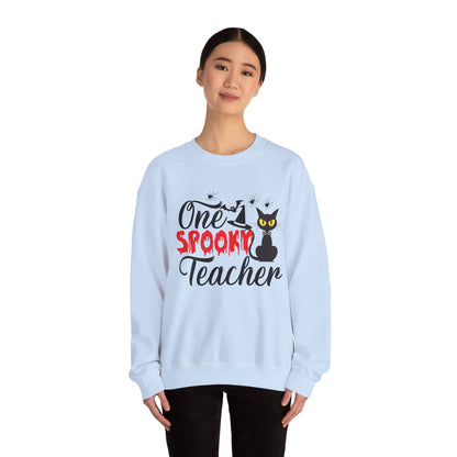 One Spooky Teacher Sweatshirt Cute Spooky Teacher Sweater Retro Teacher Halloween Sweatshirt Black Cat Lover Teacher Sweater Back To School