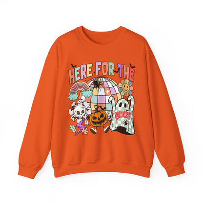 Here For The Boos Sweatshirt 1970s Halloween Sweater Retro Halloween Hippie Crewneck Vintage Sweater Groovy Halloween Sweater Unique Novelty