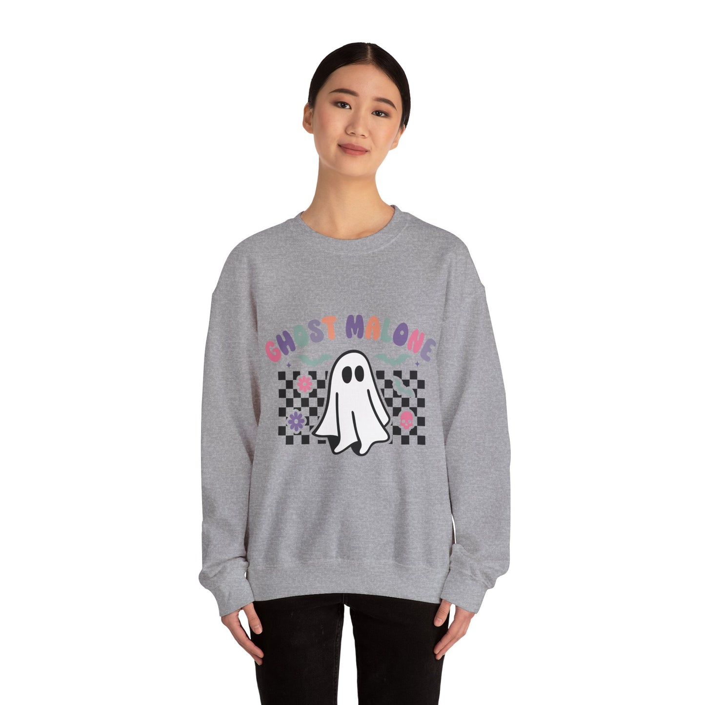 Ghost Malone Sweatshirt Retro Vintage Halloween Sweater Cute Ghost Sweat Funny Halloween Crewneck Spooky Season Sweatshirt Stay Spooky Gift