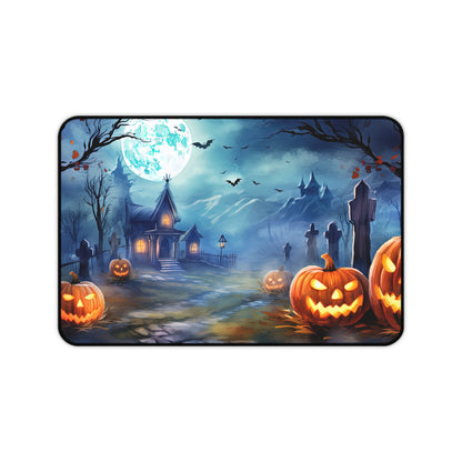 Halloween Desk Mat Haunted Graveyard Office Desk Accessories Creepy Pumpkins Large Mouse Pad Airey Full Moon Desk Pad Spooky Gaming Mousepad