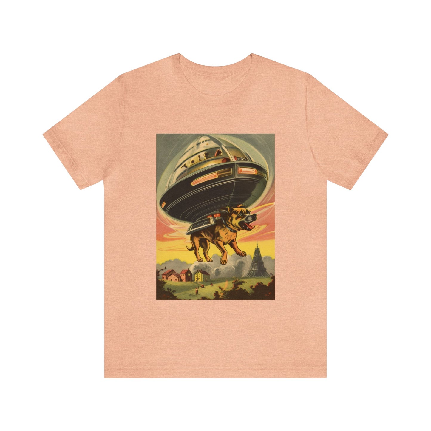 Funny Spaceship Dog UFO Shirts Unique Flying Saucer Retro Vintage Graphic UAP tshirt Galaxy Dog Unisex T-Shirt Dog Lover Tee Weird Cool Gift