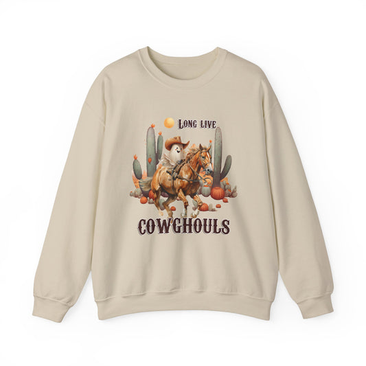 Long Live CowGhouls Sweatshirt Funny Retro Halloween Sweater Vintage Western Halloween Outfit Cowgirl Ghost Sweatshirt Howdy Ghost Crewneck