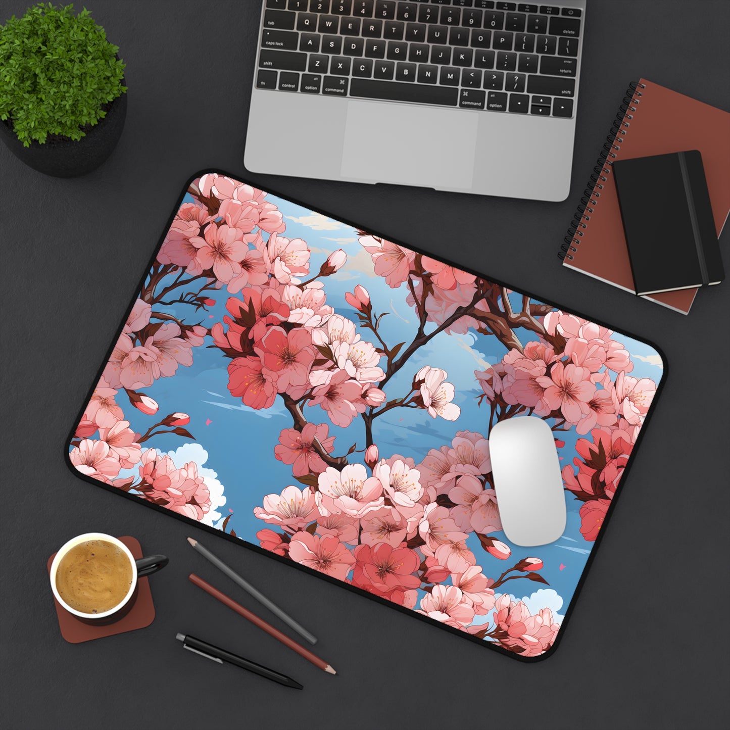 Anime Spring Flowers Desk Mat Lofi Office Desk Accessory Manga Floral Mouse Pad Japanese XL Desk Pad Large Gaming Mousepad Unique Gift Idea