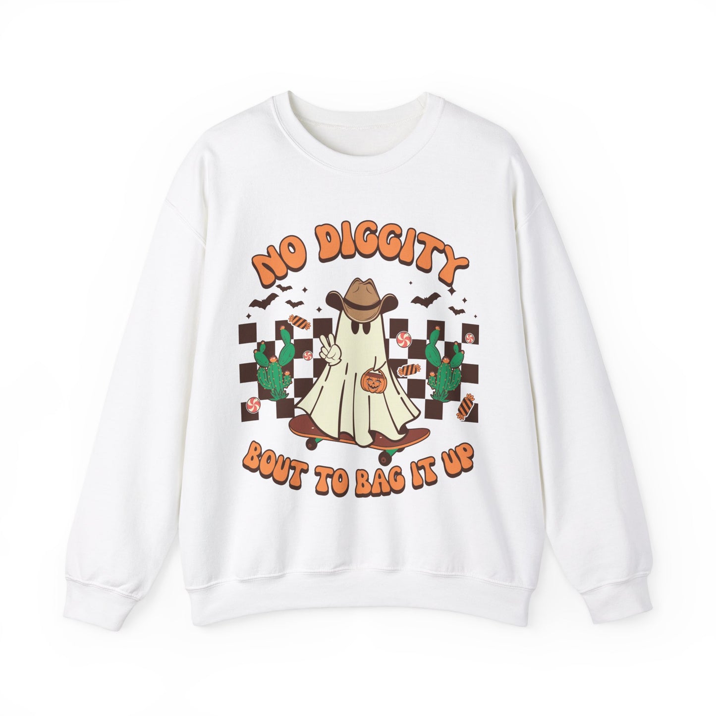 No Diggity Bout To Bag It Up Sweatshirt Funny Cowboy Halloween Sweater Trick or Treat Sweat Retro Halloween Crewneck Western Halloween Gift