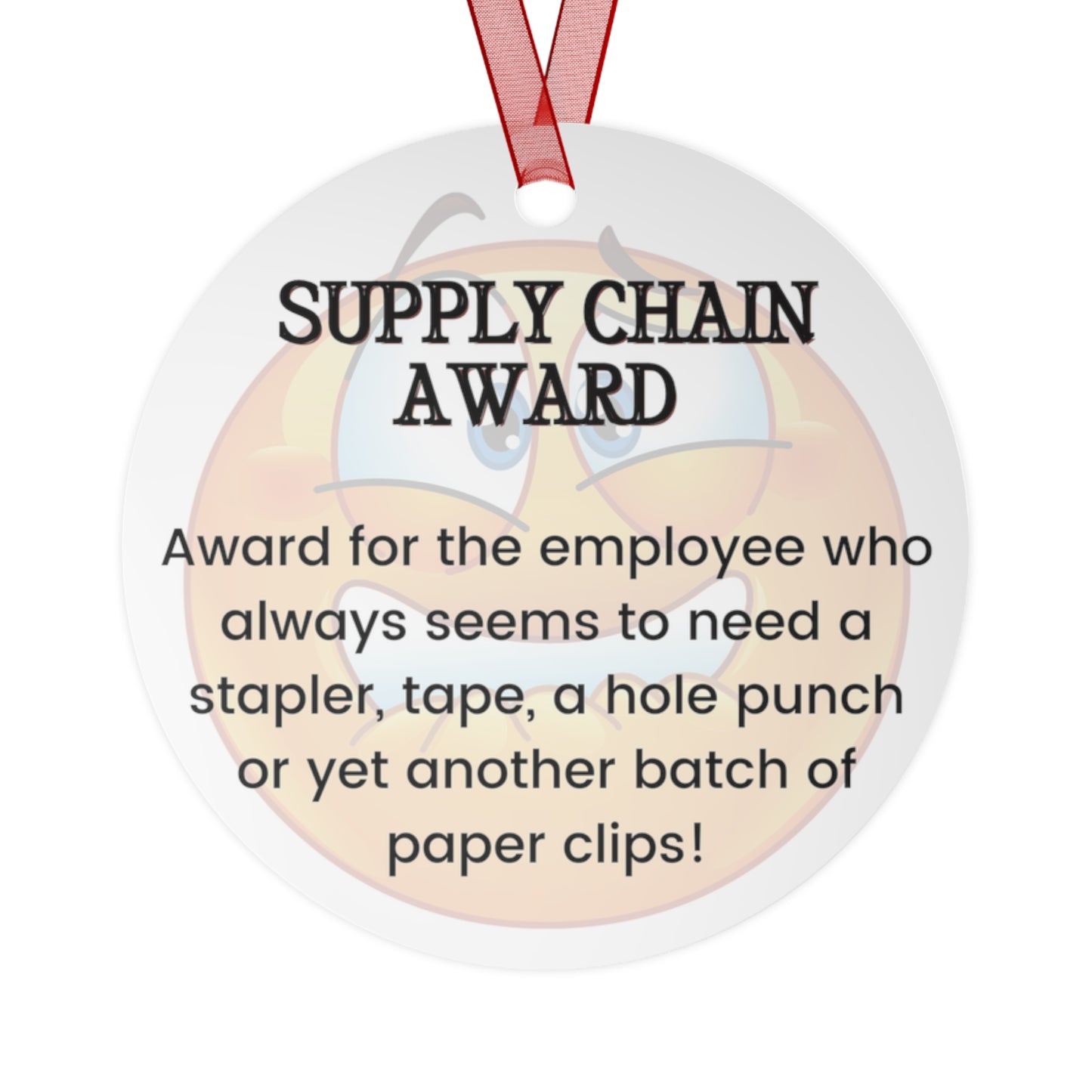 Funny Office Award Metal Ornament Supply Chain Award Funny Coworkers Work Party Gift Year End Ornament Office Gift Employee Xmas Ornament