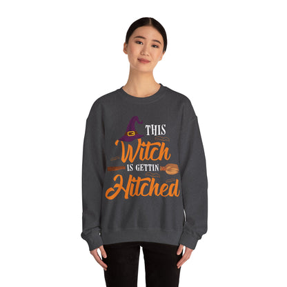 Funny Bachelorette Sweatshirt This Witch Is Getting Hitched Sweater Bachelorette Halloween Themed Party Outfit Bride To Be Halloween Gifts