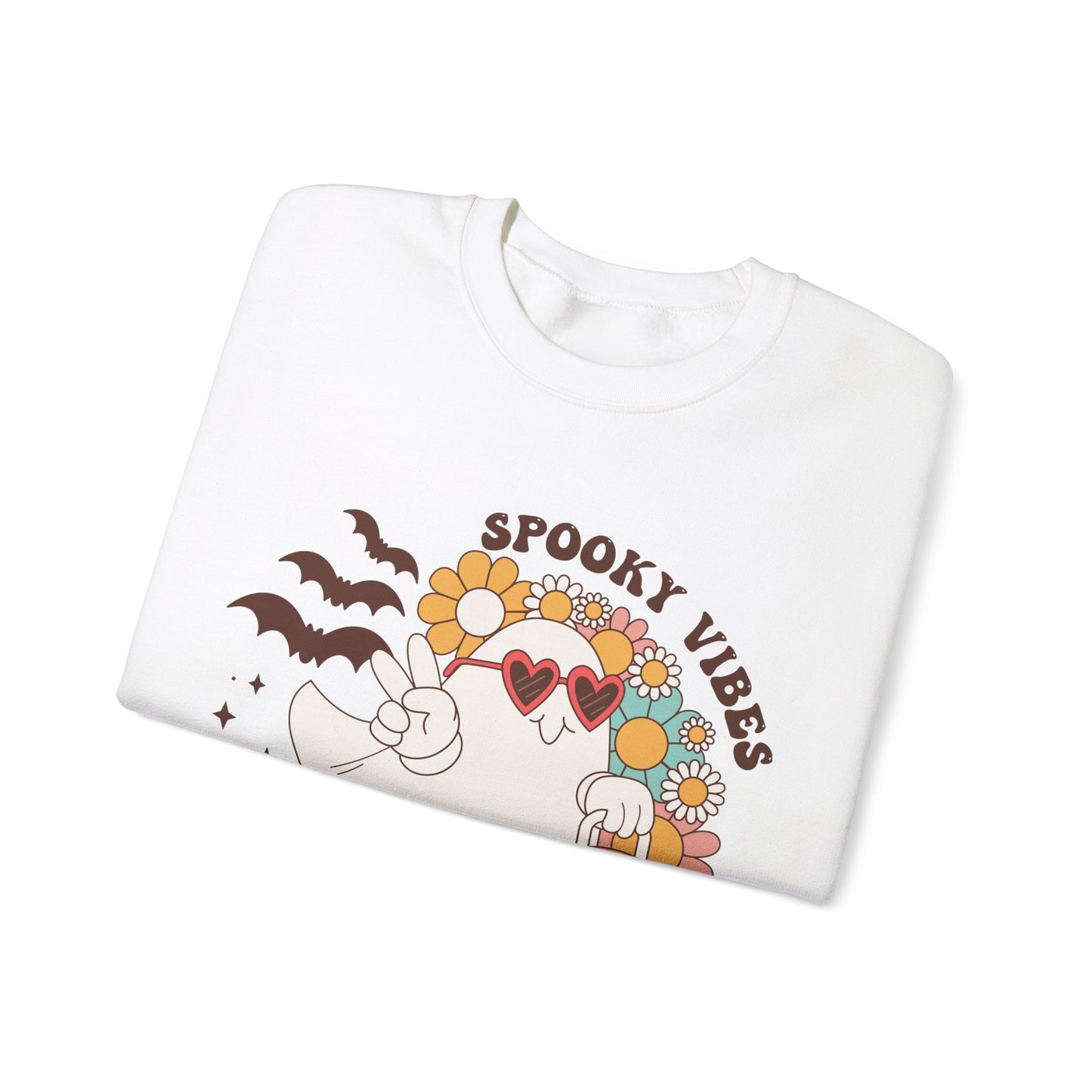 Spooky Vibes Halloween Sweatshirt Retro Groovy Ghost Sweater Groovy Halloween Sweater Retro Spooky Season Apparel Cute Spooky Vibes Ghost