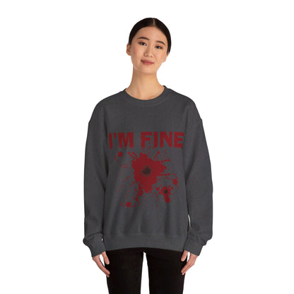 I'm Fine Sweatshirt Bloody Bullet Hole Sweater Funny Halloween Sweatshirt Funny Horror Fan Club Sweater Horror Movie Addict Gift Bloody Tee