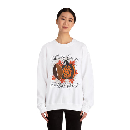 Fall Vibes Football Sweatshirt Falling Leaves Football Please Sweater Footbal Mom Fall Sweater Football and Pumpkin Crewneck Autumn Season