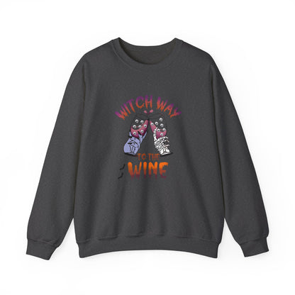 Witch Way To The Wine Sweatshirt Funny Halloween Sweater Halloween Witch Sweatshirt Wine Drinker Gift Halloween Party Spooky Season