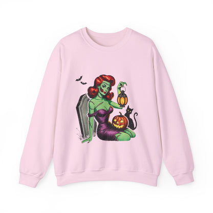 Zombie Pin-Up Girl Sweatshirt Halloween Zombie Girl Sweater Retro Pin Up Girl Zombie Pullover Vintage Zombie Pin Up Girl Sweater Womans Gift