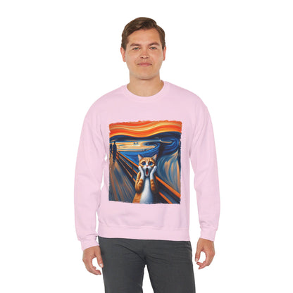 Funny Edvard Munch Cat Sweatshirt Funny The Scream-ing Cat Art Painting Sweater Parody of Edvard Munch Cat Sweater Unique Art Cat Lover Gift