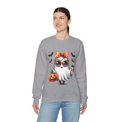 Boo-Jee Ghost Halloween Sweatshirt Cute Ghost Sweatshirt Fall Sweater Bougie Ghost Coffee Lover Pullover Sweater Autumn Boojee Spooky Season