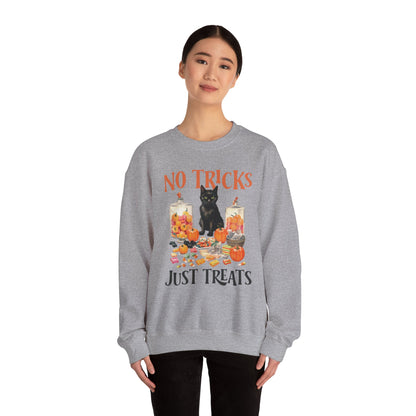 No Tricks Just Treats Sweatshirt Vintage 1950s Halloween Sweater Halloween Party Sweatshirt Retro Halloween Fall Sweater Funny Cat Lover