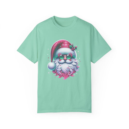 Comfort Colors® Retro Santa Shirt Christmas Funky Tee Shirt Groovy Pink Santa T-shirt Cheerful Pink Christmas Santa Festive Sparkly Design