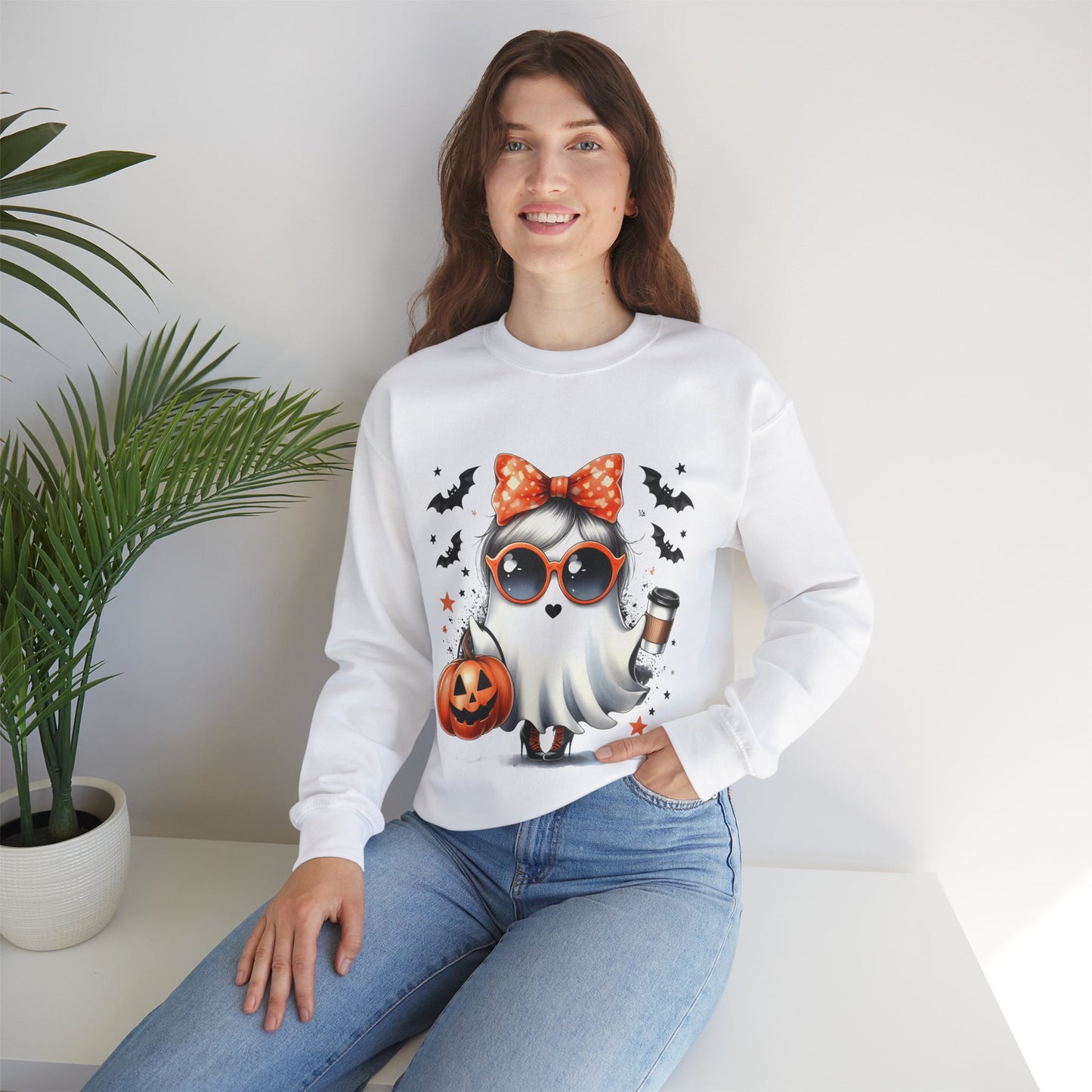 Boo-Jee Ghost Halloween Sweatshirt Cute Ghost Sweatshirt Fall Sweater Bougie Ghost Coffee Lover Pullover Sweater Autumn Boojee Spooky Season