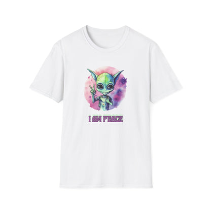 Psychedelic Retro Alien T-Shirt Graphic Art Unisex tshirt Funny UFO Lover Tee UAP Shirts Weird Cool Gift Alien Outer Space Galaxy I Am Peace